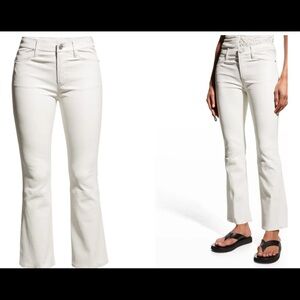 Frame Le Crop Mini Boot Lambskin Leather Pants White Blanc 27 NWT